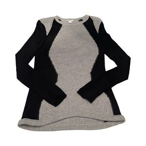 Helmut Lang Woman's S Knit Obstructed Boarders Sweater Black Gray